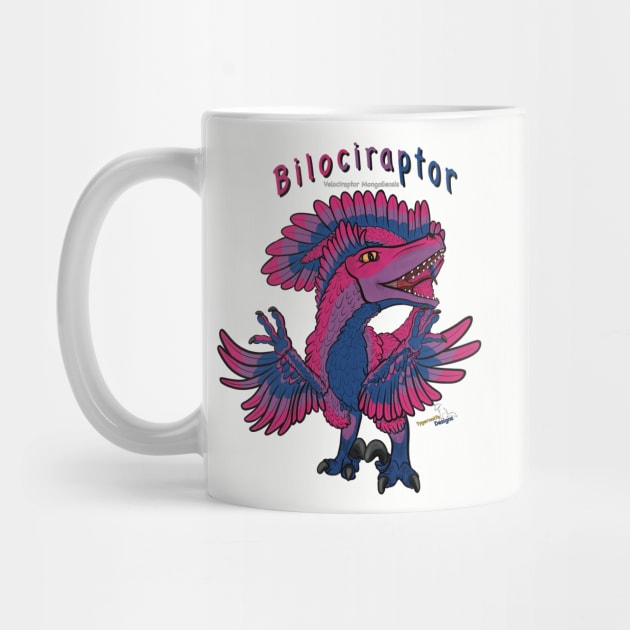 Bilociraptor - Text (Feathered) (Bisexual Pride) by tygerwolfe